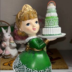 Green Irish Girl Holding Cake